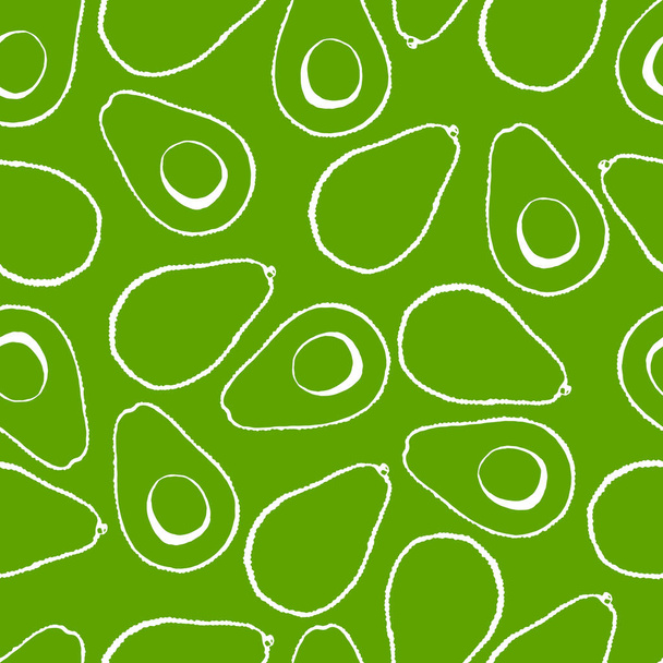 Seamless pattern with hand drawn fruits elements avocado. Vegetarian wallpaper. For design packaging, textile, background, design postcards and posters. - ベクター画像