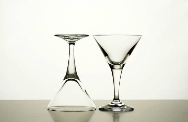 Two Empty cocktail goblet on white background - Photo, Image