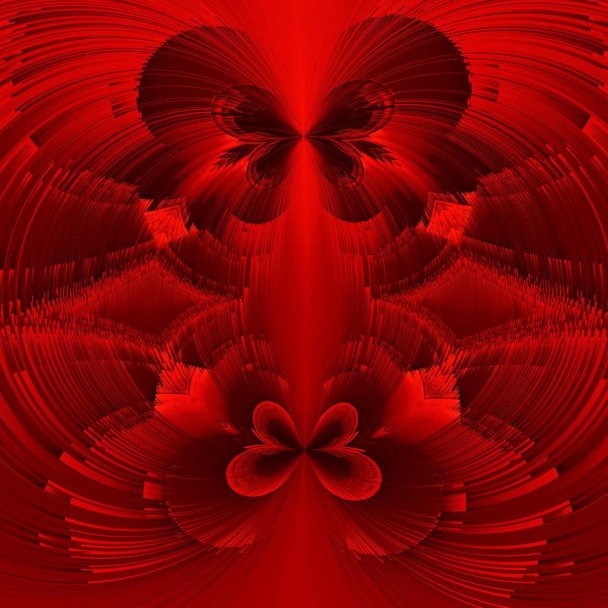 abstraktní umění z odstínů tmavé živé červené barvy na černém pozadí tryskové tvořící mnoho složitých vzorů tvarů a vzorů  - Fotografie, Obrázek