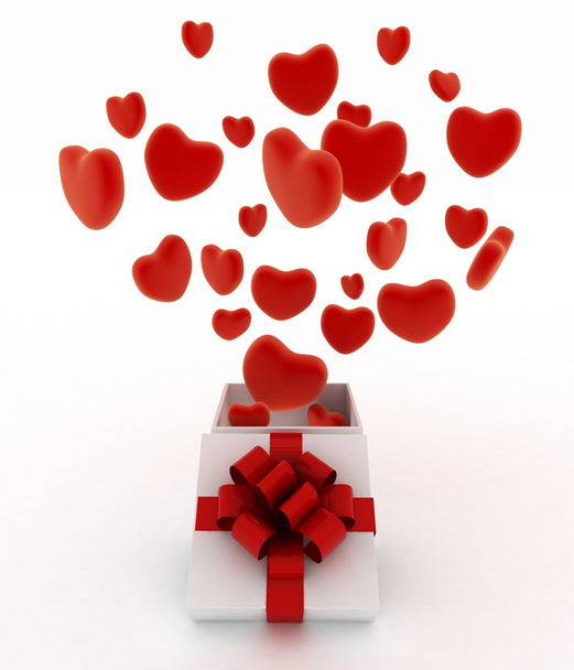 Hearts flying out of gift box. - Foto, Imagen