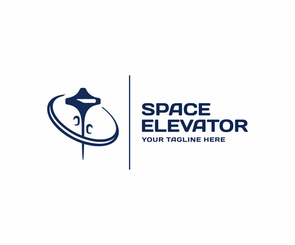 Espacio diseño del logotipo del ascensor. Diseño vectorial de lanzamiento espacial no cohete. Logotipo Cosmos y Elevación Espacial
 - Vector, imagen
