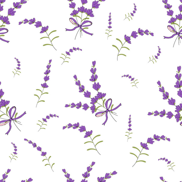 Seamless pattern with lavender flowers for celebrate holiday. Vector hand draw  Illustration EPS10. - Vetor, Imagem