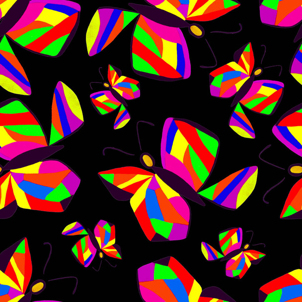 Creative seamless pattern with abstract butterflies. Beautiful summer print. Colorful decorative pattern. - Valokuva, kuva