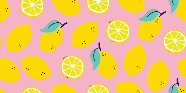 lemons fruits seamless pattern, juicy design - Vector, Image