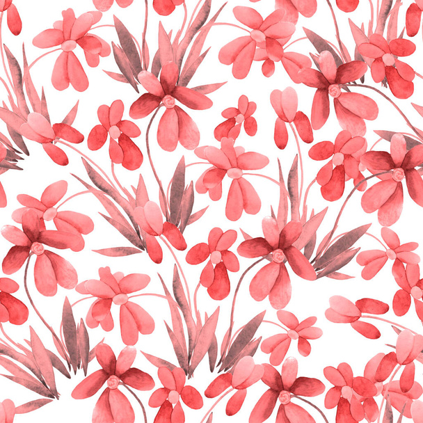 Floral seamless pattern with watercolor flowers. Colorful nature background. Beautiful summer print. For any kind of a design. - 写真・画像