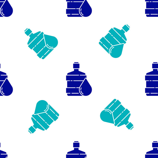 Garrafa grande azul com ícone de água limpa isolado padrão sem costura no fundo branco. Recipiente de plástico para o refrigerador. Ilustração vetorial - Vetor, Imagem