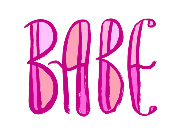 Pink babe hand lettering sign. Grunge hand-drawn style. - Vector, Imagen