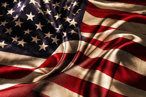 Detailní záběr hedvábné americké vlajky  - Fotografie, Obrázek
