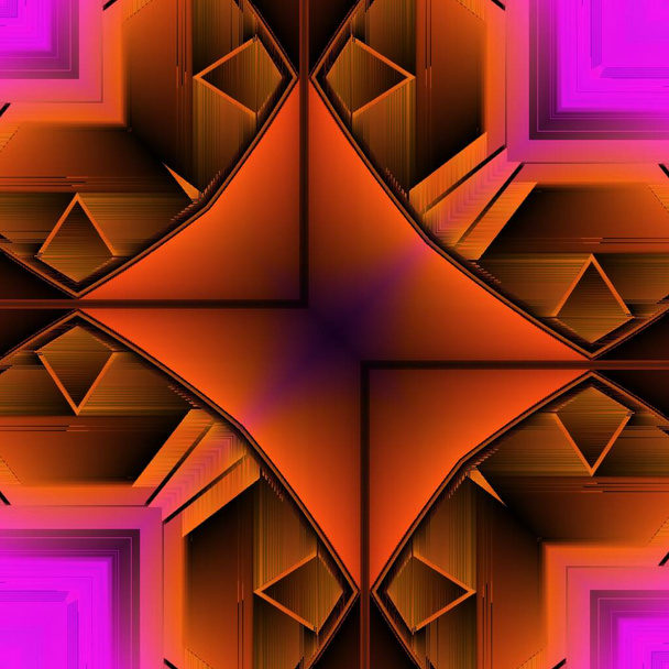 Geometrik şekiller desenler ve tasarımlar olarak turuncu ve pembe mor renklerin paslı geometrik gölgeleri - Fotoğraf, Görsel