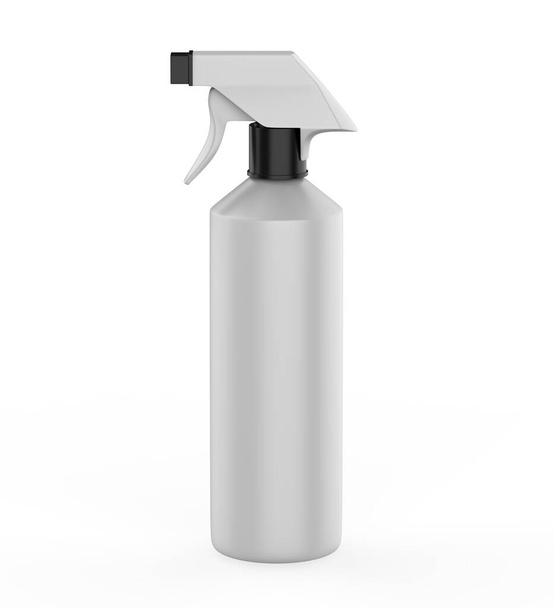 Spray Pistol Cleaner Plastic Bottle isolated On White Background. Ready For Your Design. Product Packing. 3d Illustration - Photo, Image