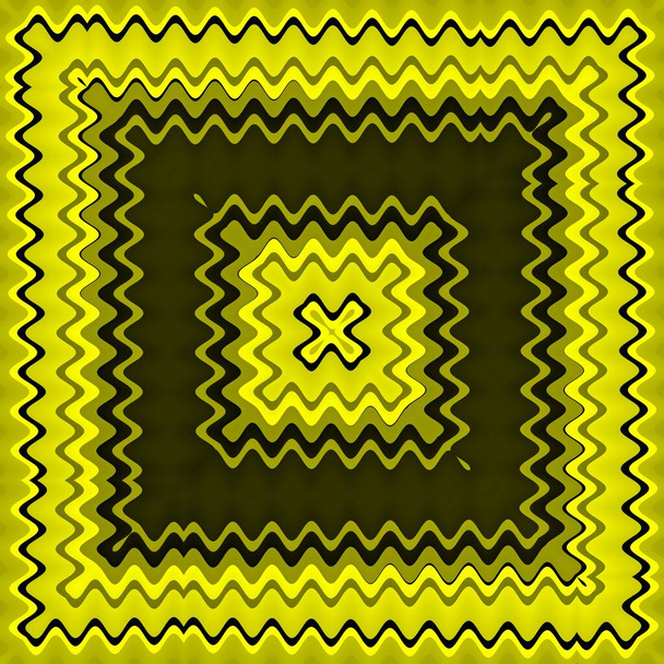 Kare biçimi canlı sarı ve siyah güçlü karmaşık geometrik şekiller ve tasarımlar - Fotoğraf, Görsel