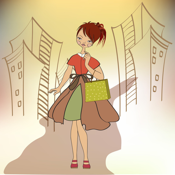 Chica en las compras
 - Vector, imagen