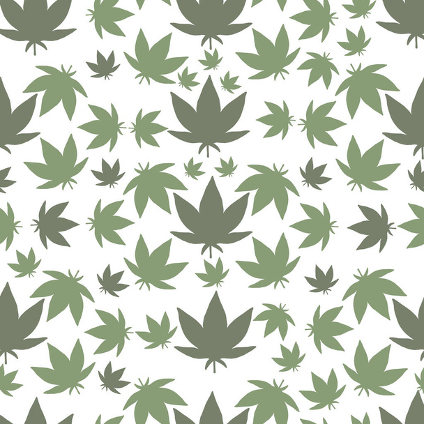 Green Marijuana cannabis Plant Seamless Vector Repeat Pattern  - Vector, afbeelding