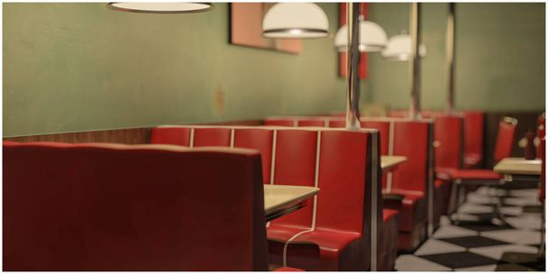 Illustration 3D d'un vieux restaurant américain
 - Photo, image