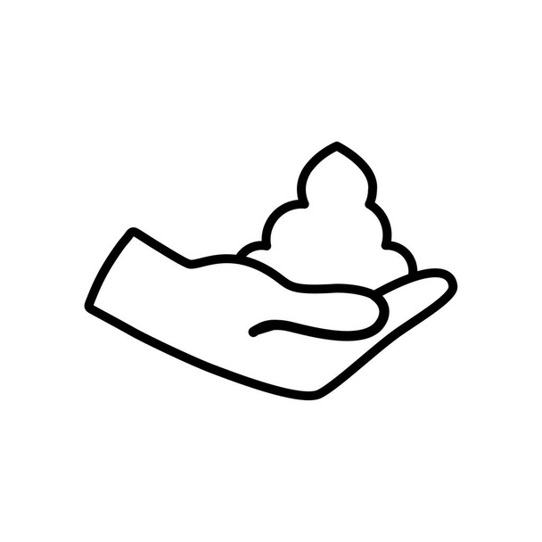 Sabunlu köpük ikonlu el, çizgi biçimi - Vektör, Görsel