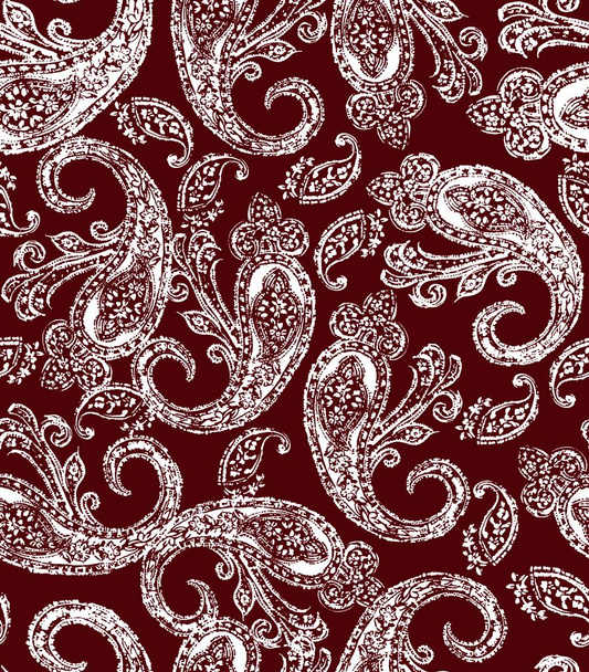 Wzór kwiatowy Paisley. Bezszwowe ozdobne wzory tkanin indyjskich. kolorowe tło - Zdjęcie, obraz