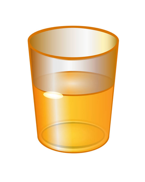 Glass cup with orange drink - vector full color picture. Glass with orange juice in cartoon style. - Vettoriali, immagini