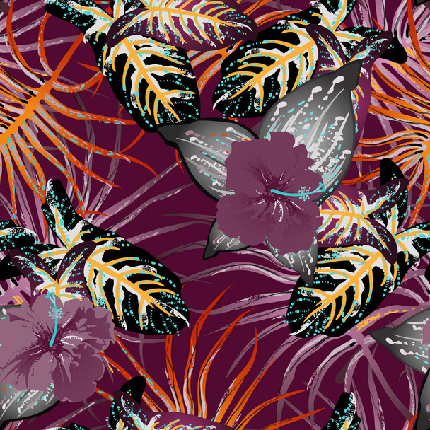 Tropical Leaf. Modern Motif. Jungle Print. Summer - Vetor, Imagem