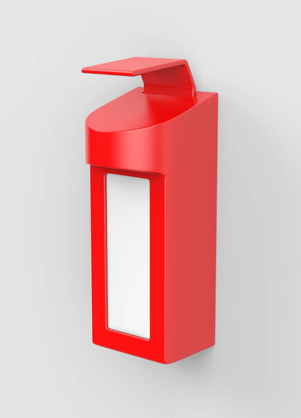 Blank wall attached sanitizer and shop for branding and mokup, 3d render illustration. - Фото, изображение