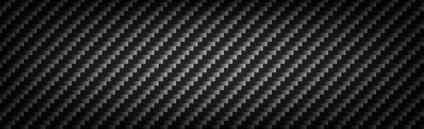Textura panorámica de fibra de carbono negra y gris - Ilustración vectorial - Vector, Imagen