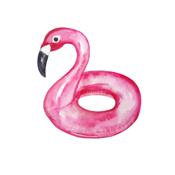 watercolor balloon inflatable kids beach pink flaming - Zdjęcie, obraz