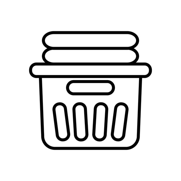 balde com ícone de roupa dobrada limpa, estilo de linha
 - Vetor, Imagem