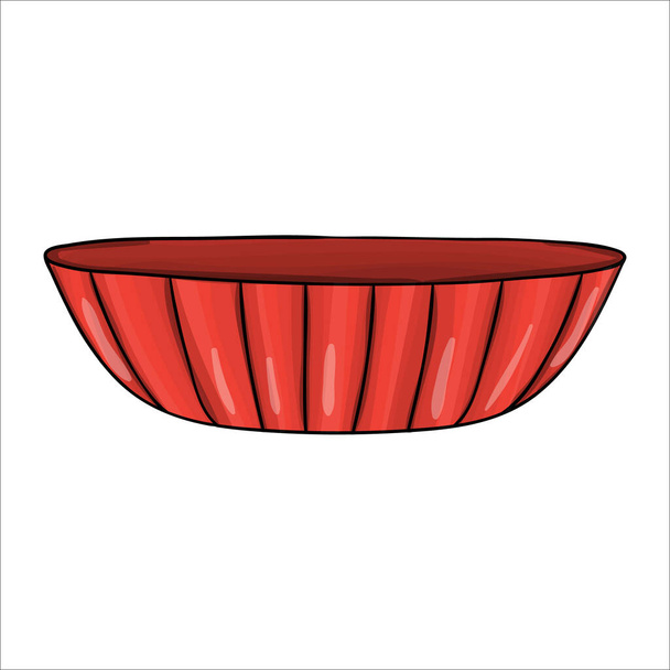 Vektorový červený koláč. Ikona kuchyňského nástroje izolované na bílém pozadí. Kreslený styl vaření zařízení. Vektorová ilustrace nádobí - Vektor, obrázek