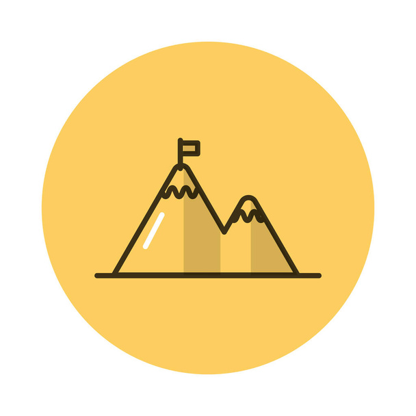 Berge mit Flaggenblock-Stil-Symbol - Vektor, Bild