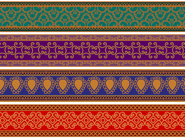 Colorful Henna Borders and banners - Vector, Image