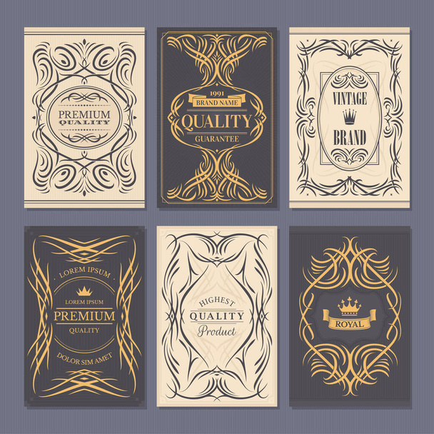 Calligraphic vintage floral cards collection - Vector, imagen