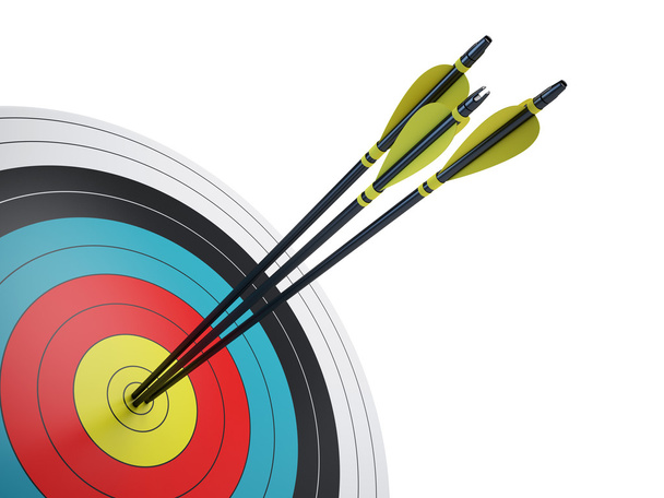 Flechas que golpean el centro del objetivo - concepto de negocio de éxito
 - Foto, Imagen