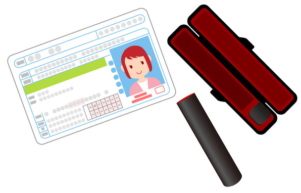 Illustration de sceau, étui et permis de conduire
 - Vecteur, image