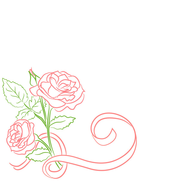 sketch with a rose and ribbon - Вектор, зображення