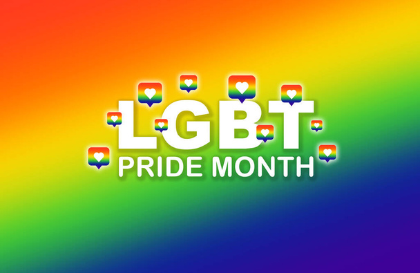 Mes del Orgullo LGBT en junio concepto. Lesbianas, Gays, Bisexuales y Transgénero. Coloridos colores del arco iris, degradado fondo borroso
. - Foto, imagen