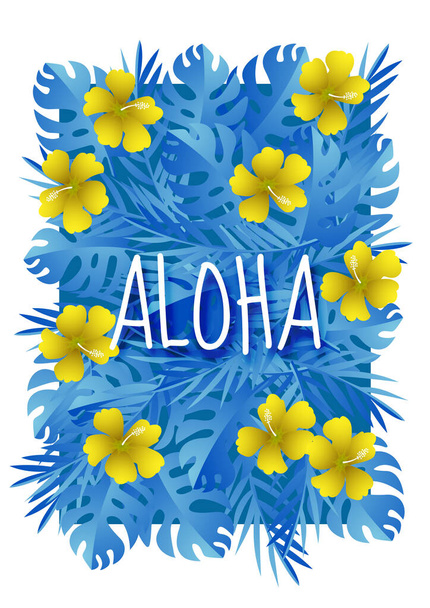 Papierkunst mit Einladungskarte von aloha sommersaison template design, rand rahmenvektor - Vektor, Bild