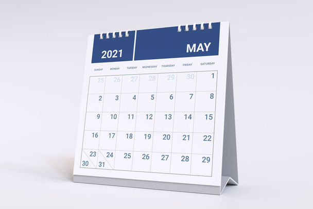Rendu 3D - Calendrier pour mai. 2021 La semaine civile mensuelle commence le dimanche
. - Photo, image