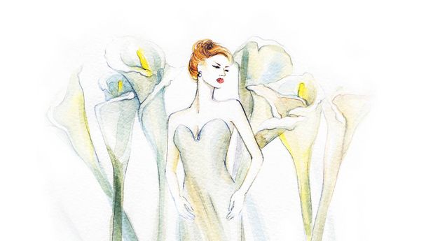 fashion illustration. watercolor painting - Foto, afbeelding