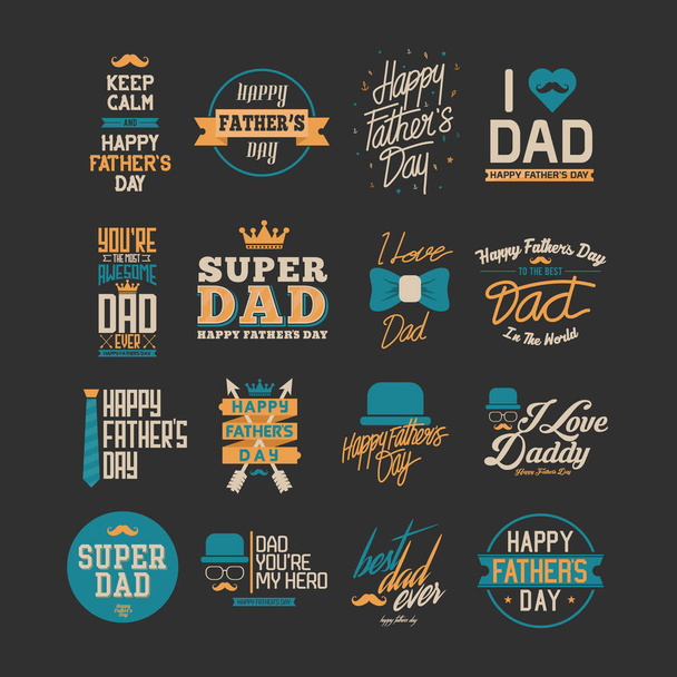 Collection of father's day greeting cards - Vector, Image