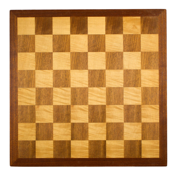 Old wooden chess board on white - Foto, Imagen