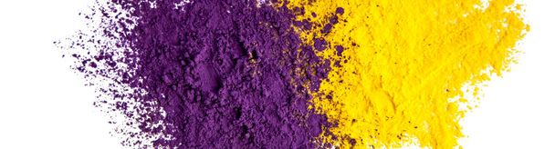 Abstrakti tausta violetti ja keltainen kuiva jauhe maaleja.Kopioi tilaa keskellä sekoitettu kuiva maalit
. - Valokuva, kuva