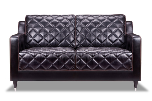 Сучасний чорний шкіряний диван ізольований на білому тлі
 - Фото, зображення