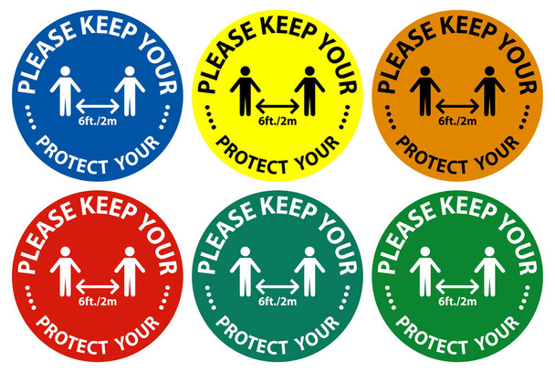 Lütfen mesafenizi koruyun, Sosyal Mesafe İşaretinizi koruyun Beyaz Arkaplanda, Vektör İllüzyonu EPS.10  - Vektör, Görsel