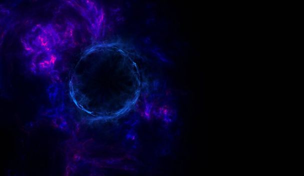Abstract wormgat in de ruimte met gas en stof, sterrenstelsel en sterren Premium Photo, zwart gat Ruimte achtergrond met stralende sterren, sterrenstof en nevel. Realistische kosmos. Kleurrijk sterrenstelsel met melkweg en planeet. - Foto, afbeelding