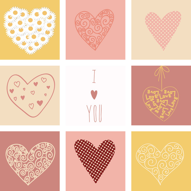 Hearts set for Valentines day - Vector, imagen