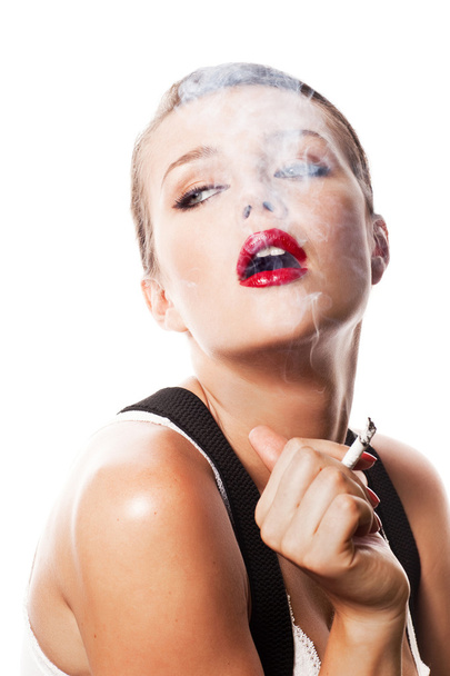 Sigara olan kadın - Fotoğraf, Görsel
