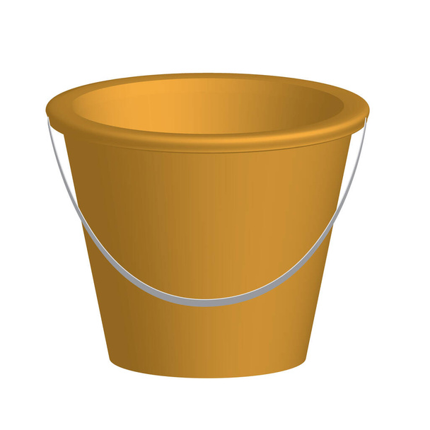 3D sárga vödör elszigetelt fehér háttér  - Vektor, kép