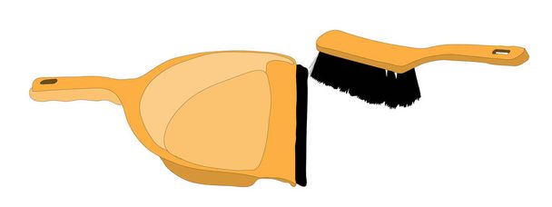 Bright orange brush and pan illustration - Vector, Image