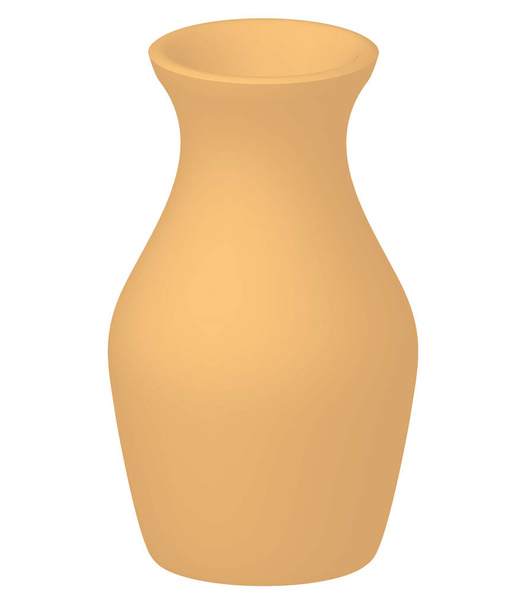 白い背景に孤立した淡いオレンジ色の3D花瓶  - ベクター画像