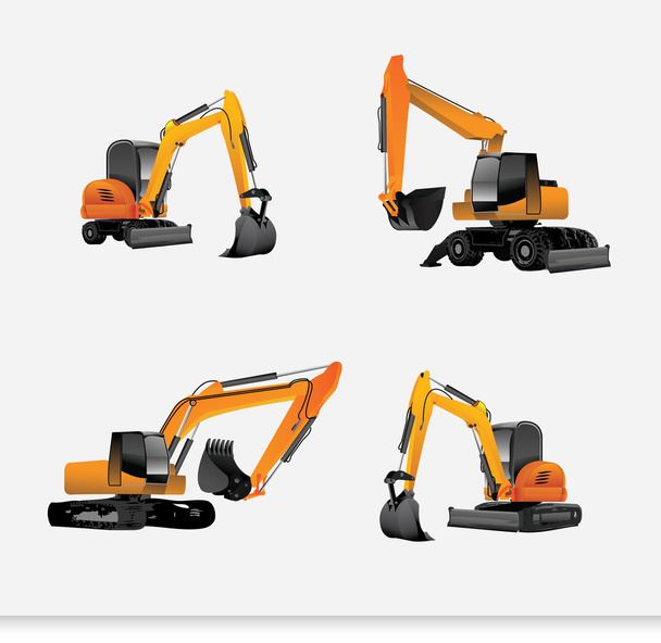 Quattro icone escavatore
 - Vettoriali, immagini