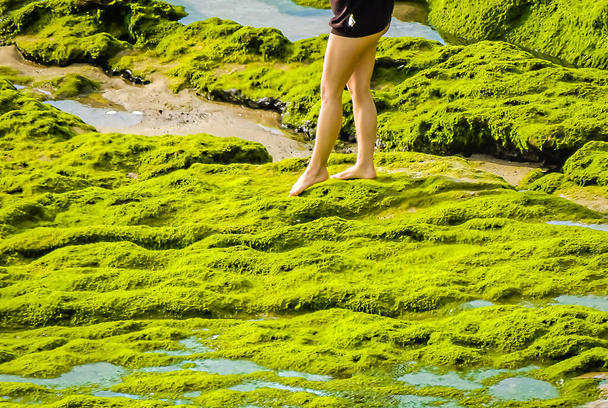 Ženské nohy se dotýkají dna oceánu - Fotografie, Obrázek